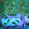 Marion Lucka: Stillleben in Grün, Öl, 50 x 70 cm (2014)
