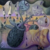 Marion Lucka: Stillleben mit haariger Vase, Öl, 60 x 60 cm( 2009)