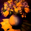 Marion Lucka: Stillleben mit gelben Blüten, Öl, 50 x 60 cm (1990)