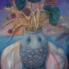 Marion Lucka: Stillleben mit Fischvase, Öl, 50 x 60 cm (1999)
