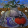 Marion Lucka: Stillleben in der Wüste, Öl, 50 x 50 cm (2012)