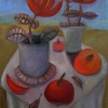 Marion Lucka: Stillleben mit Peperoniblüten, Öl, 50 x 70 cm (2013)