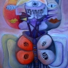 Marion Lucka: Stillleben mit Katzenkopf, Öl, 40 x 50 cm (2013)