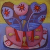 Marion Lucka: Ölgemälde "Aprilstillleben1" 40 x 40 cm (2020)