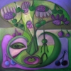 Marion Lucka: Stillleben mit Grünkirschen, Öl, 50 x 50 cm (2016)