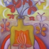 Marion Lucka: "Feuer im Stillleben" 60 x 80 cm (2019)