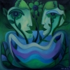 Ölgemälde "Friedliche Blumen" 60 x 60 cm ( 2022)