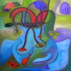 Marion Lucka: Stillleben auf Wassertuch, 70 x 70 cm (2015)