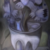 Marion Lucka: Geister im Stillleben, Öl, 50 x 70 cm (2016)