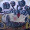 Marion Lucka: Stillleben in Dunkel, 50 x 70 cm (2015)