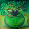 Marion Lucka: Stillleben mit grün-böser Vase" 40 x 40 cm (2017)