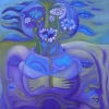 Marion Lucka: Stillleben mit Mundmargeriten, 80 x 80 cm (2015)