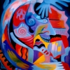 Marion Lucka: Übermut, Öl, 100 x 120 cm (1995)