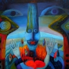 Marion Lucka: Überraschung, Öl, 70 x 70 cm (1995)