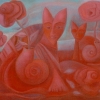 Marion Lucka: Katzentraum, Öl, 70 x 100 cm (1997)
