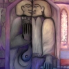 Marion Lucka: Grabstele, Öl, 70 x 100 cm (2011)