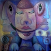 Marion Lucka: Katzentraum, Öl, 60 x 70 cm (2010)
