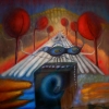 Marion Lucka: Geburt eines Schmetterlings, Öl, 30 x 40 cm (1989)