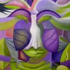 Marion Lucka: Vogelgesicht, Öl, 50 x 60 cm (1991)