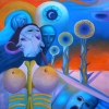 Marion Lucka: Familie, Öl, 60 x 80 cm (1991)