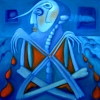Marion Lucka: Toter, sitzend, 70 x70 xm (2006)