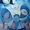 Marion Lucka: Abgeholtwerden, Öl, 60 x 80 cm (2006)