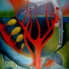 Marion Lucka: Abstieg, Öl, 30 x 40 cm (1990)