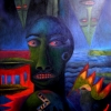 Marion Lucka: Angstindianer, Öl, 50 x 60 cm (1994)
