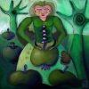 Marion Lucka: Apfelfee, Öl, 40 x 40 cm (2015)