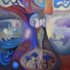 Marion Lucka: Ölgemälde "Baum gegen das Böse" 100  x 100 cm (2011)