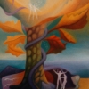 Marion Lucka: Tanz ins Jenseits, Öl, 30 x 40 cm (1992)