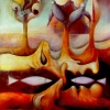 Marion Lucka: Begegnung, Öl, 30 x 40 cm (1989)