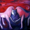 Marion Lucka: Doppeltier, Öl, 50 x 60 cm (1993)