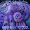 Marion Lucka: Dunkler Katzenengel, Öl, 50 x 50 cm (2011)