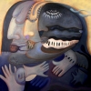 Marion Lucka: Familienkopf, Öl, 60 x 60 cm (2007)
