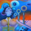 Marion Lucka: Familie, Öl, 60 x 70 cm (1991)