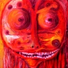 Marion Lucka: Feuergesicht, Acryl, 30 x 30 cm (1996)