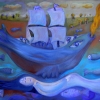 Marion Lucka: Feuerschiff; Öl, 30 x 40 cm (2014)