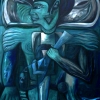 Marion Lucka: Fischfänger, Öl, 60 x 80 cm(1995)