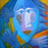 Marion Lucka: Fisch im Feuer, Öl 50 x 70 cm (1998)