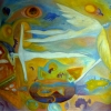 Marion Lucka: Flug2, Öl, 70 x 90 cm (1992)