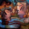 Marion Marion Lucka: Freundschaft1, Öl, 100 x 120 cm (1998)