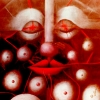 Marion Lucka: Geistergesicht, Öl, 60 x 60 cm (1987)