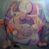 Marion Lucka: Geistermutter, Öl, 100 x 100 cm (2008)