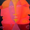 Marion Lucka: Drei Gesichter, Öl, 80 x 80 cm (2001)