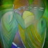 Marion Lucka: Grüne Begegnung, Öl, 100 x 130 cm (1999)