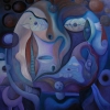 Marion Lucka: Herbstplaneten, Öl, 90 x 90 cm (2007)