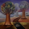 Marion Lucka: Herbstweg, Öl, 60 x 70 cm (1985)