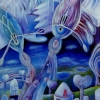 Marion Lucka: Hilfe, Öl, 70 x 90 cm (1996)