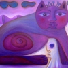 Marion Lucka: Kronenkatze, Öl, 60 x 80 cm (2005)